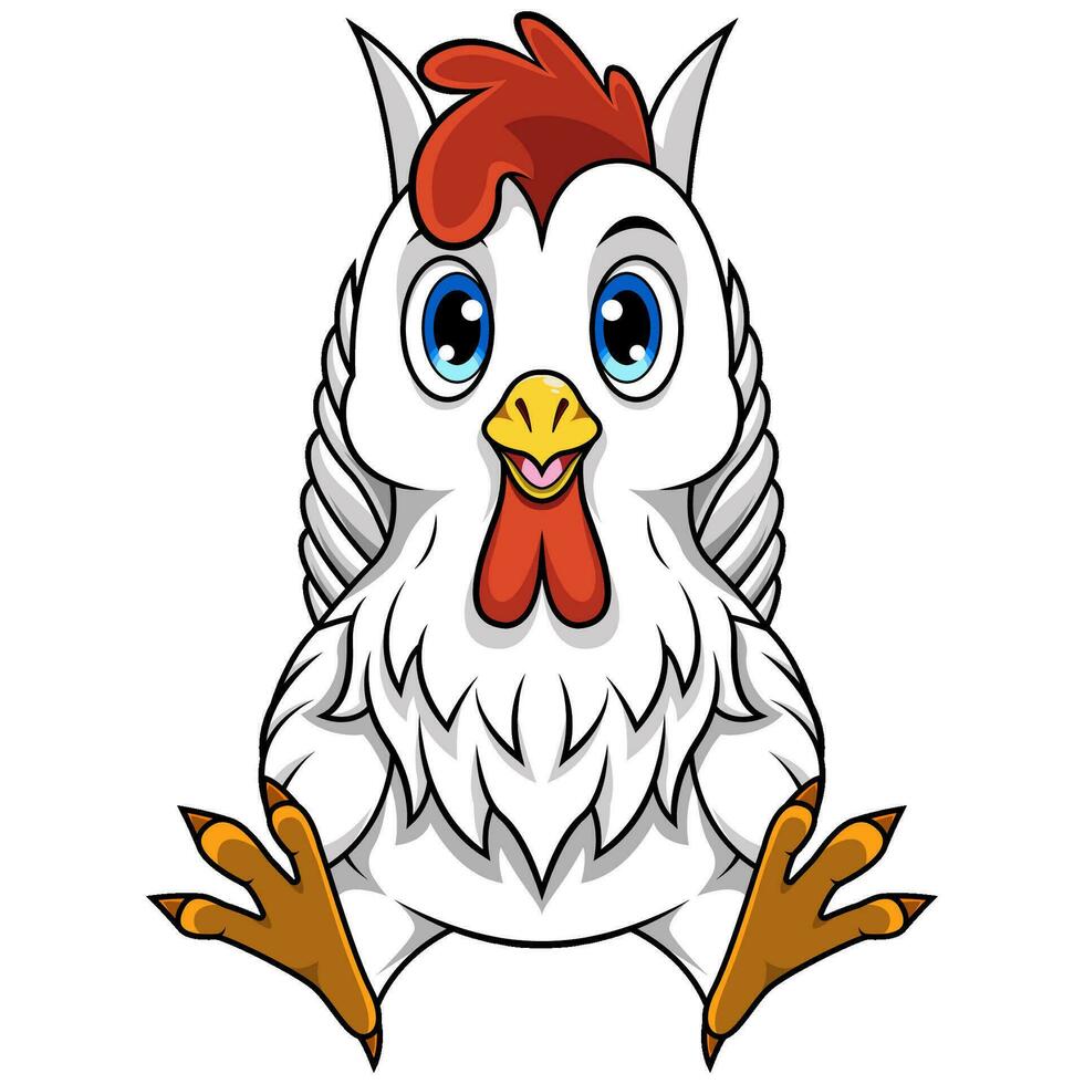 linda bebé gallo dibujos animados sentado vector