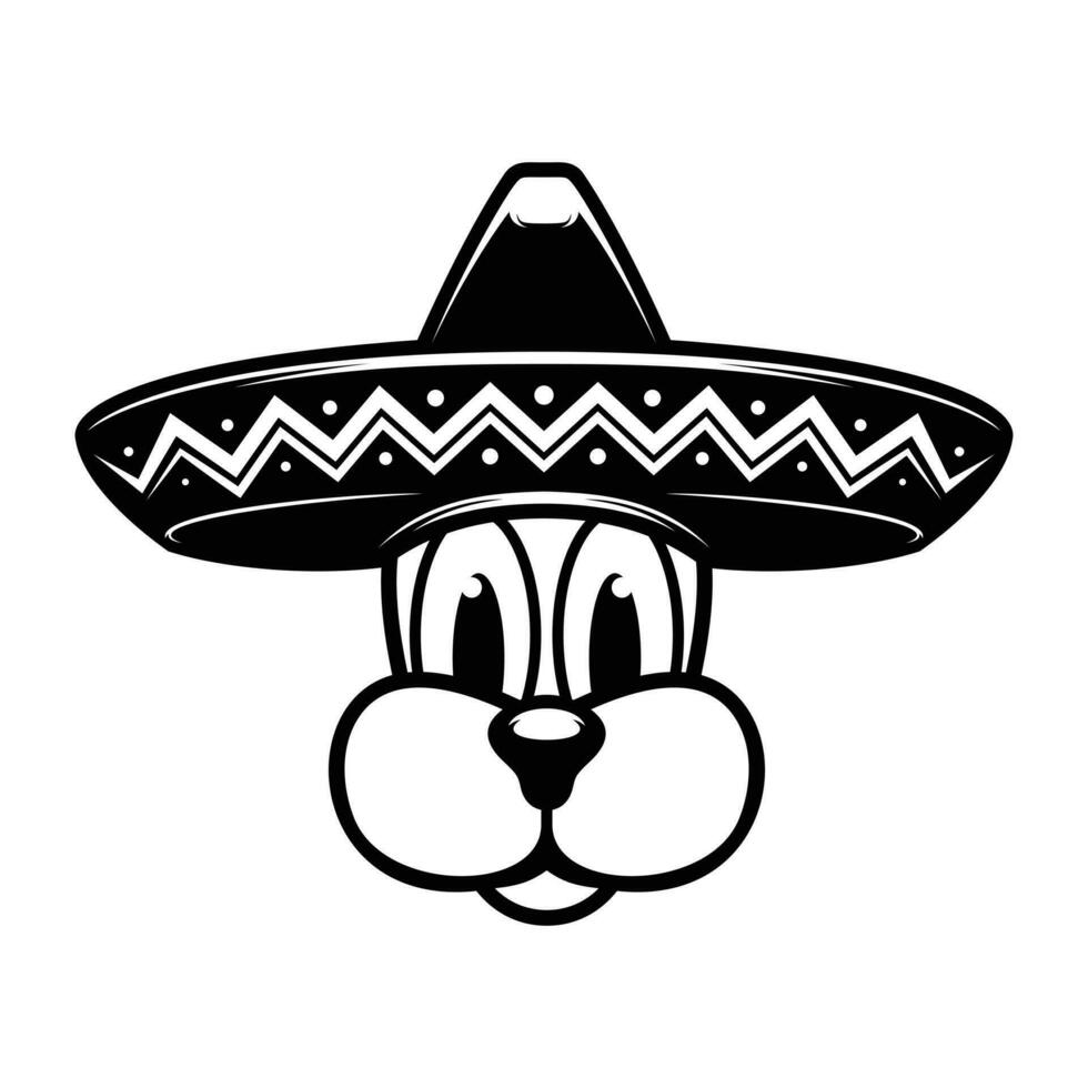 Dog Sombrero Outline vector