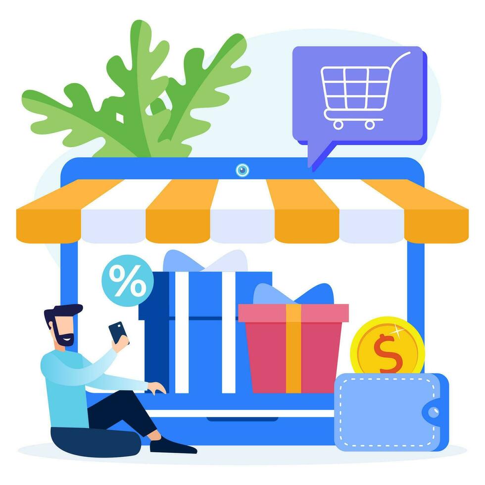 Illustration vector graphic cartoon character of online shopping