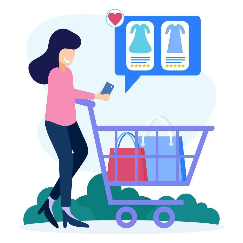 ilustración vectorial personaje de dibujos animados gráficos de compras en línea vector