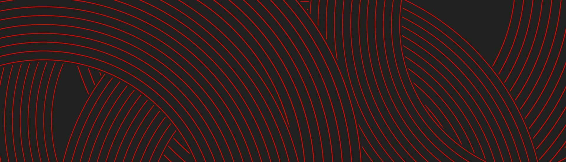 Black and red circular lines abstract tech minimal background vector