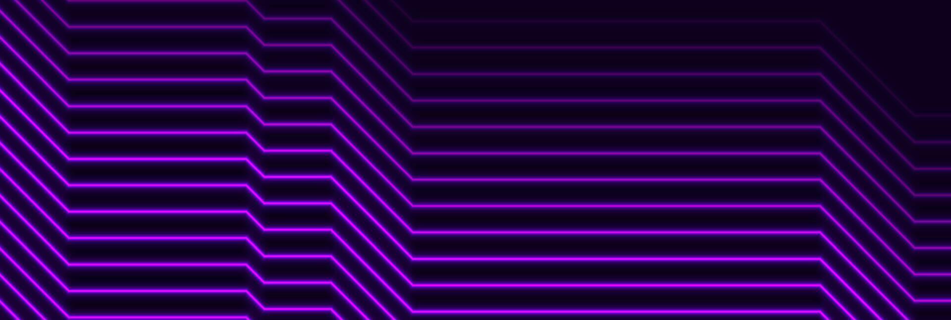 Violet neon curved lines abstract futuristic geometric background vector