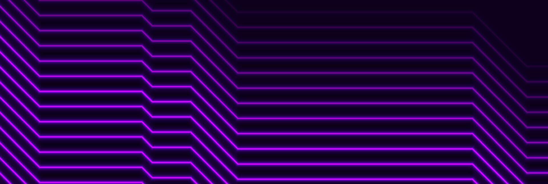 Violet neon curved lines abstract futuristic geometric background vector