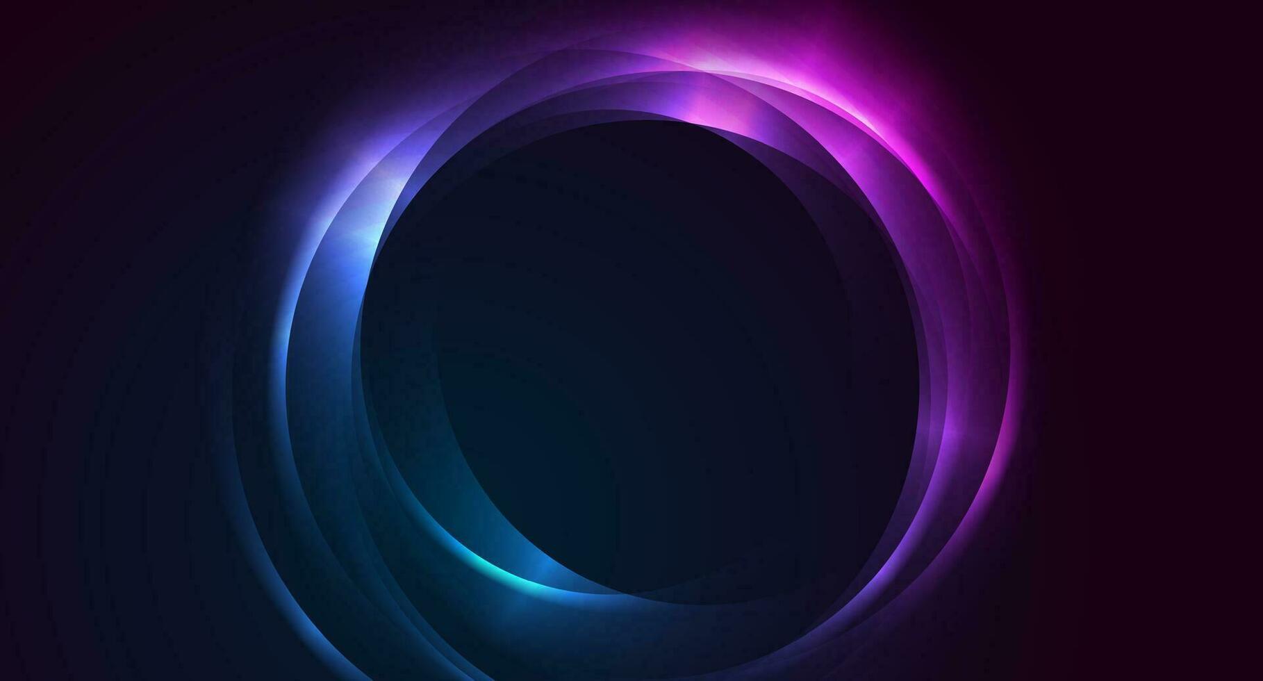 Blue and purple neon glowing glossy circles abstract background vector