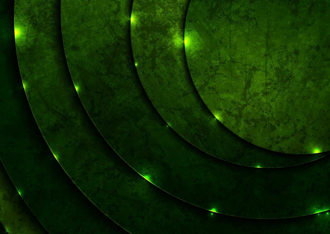 Abstract green glowing shiny circles minimal grunge background vector