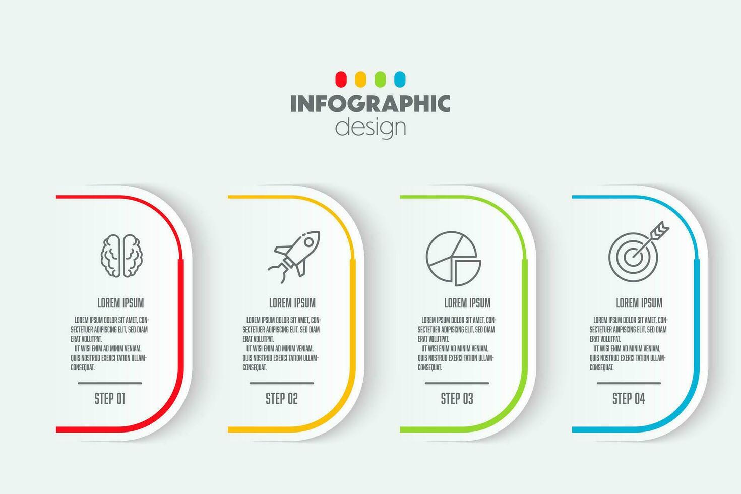 Vector infographic chart design template with icon 4 step. Design element for presentation.