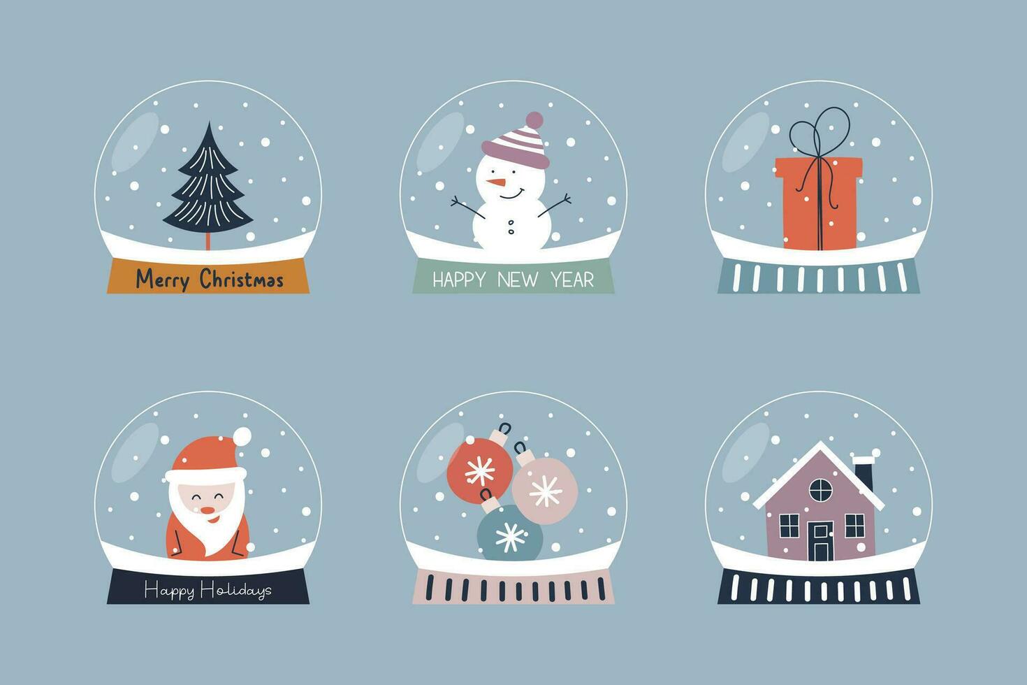 Merry christmas glass ball collection. Vector illustration.