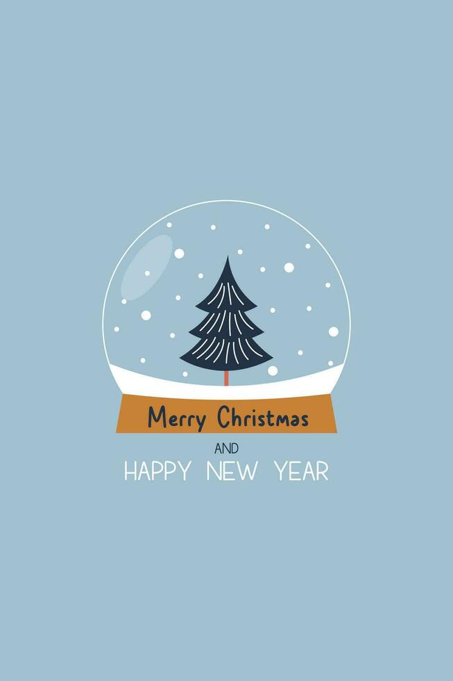 christmas new year winter holiday card with christmas decoration in flat style vector