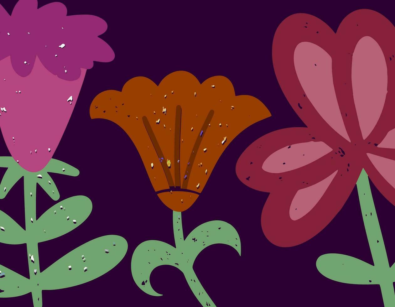 Boho flower border cartoon vector illustration