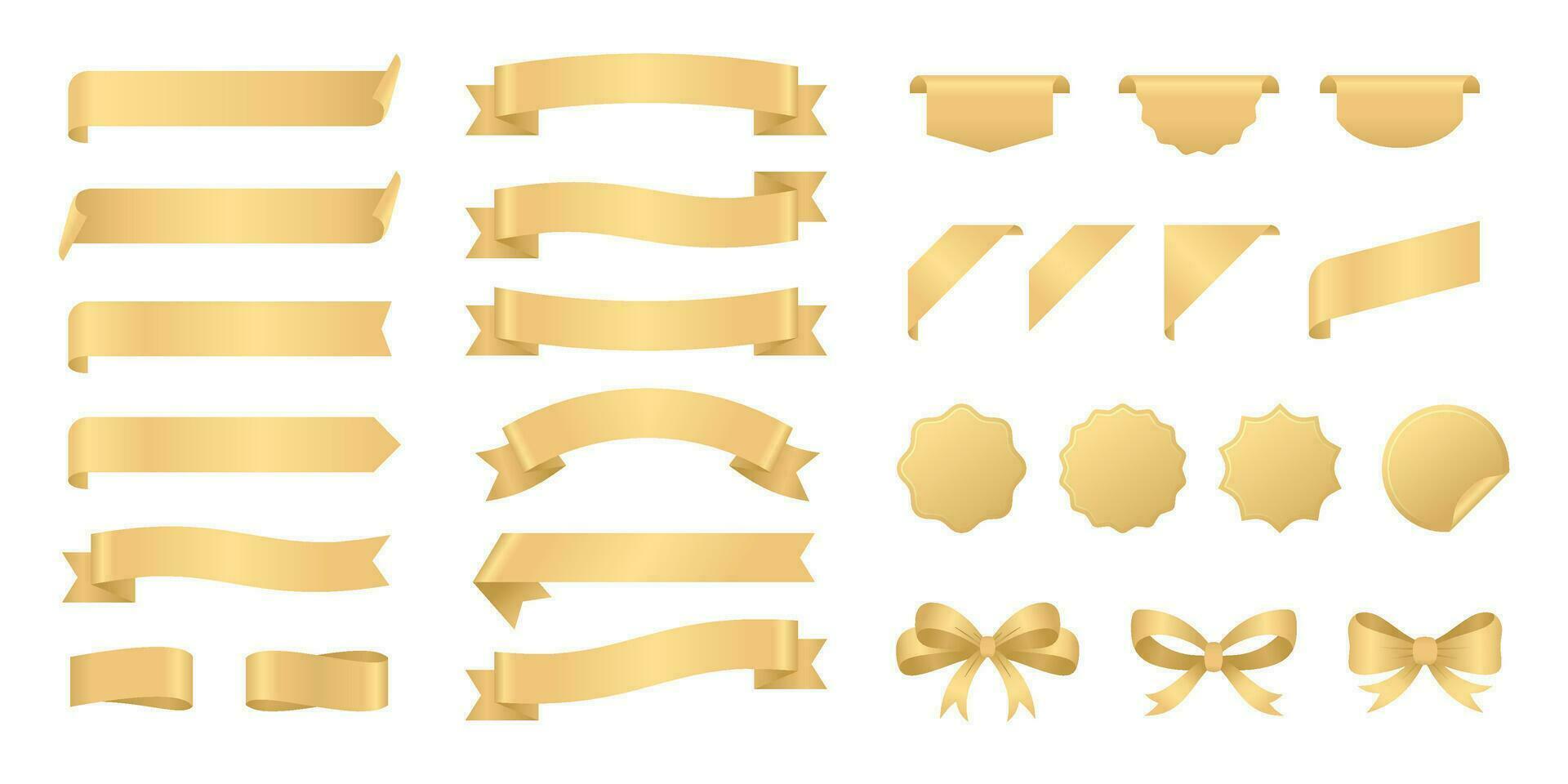 realistic shiny gold ribbon banner collection vector