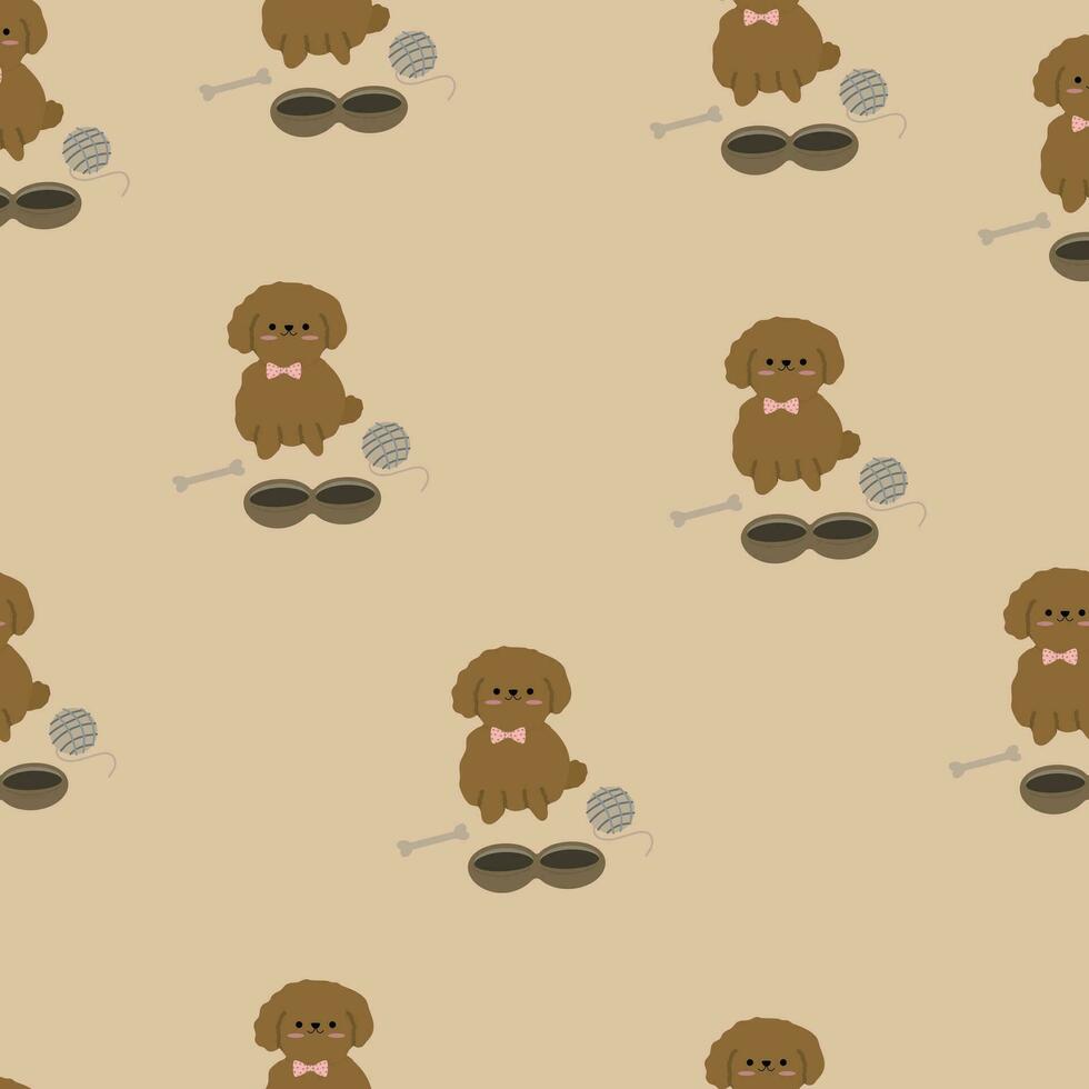 Cute kawaii dog seamless pattern. Poodle dog pattern design vector