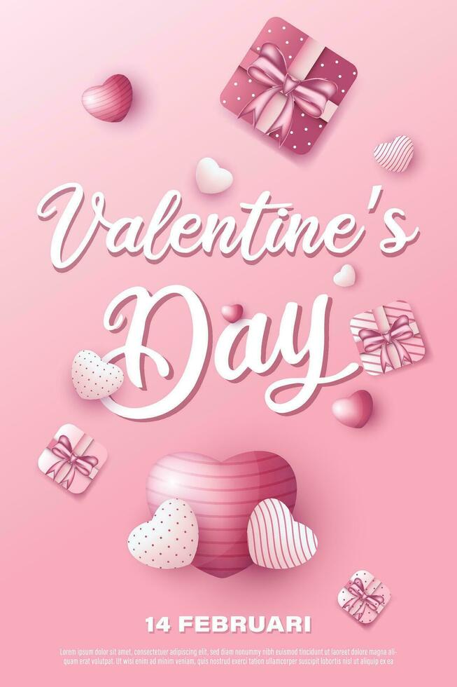 Happy Valentine's Day greetings, with a love icon on a pink background vector