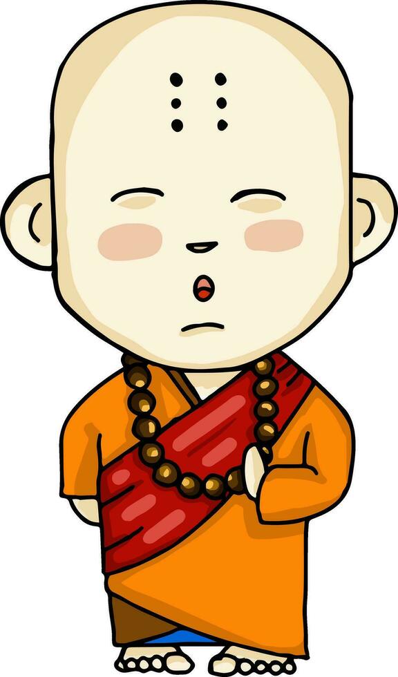 A Buddhist monk vector or color illustration