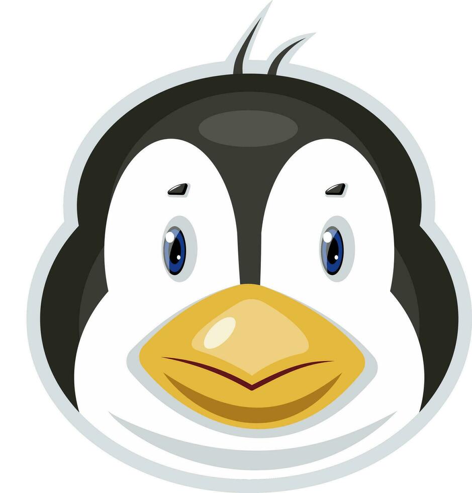 Penguin with blue eyes, illustration, vector on white background.