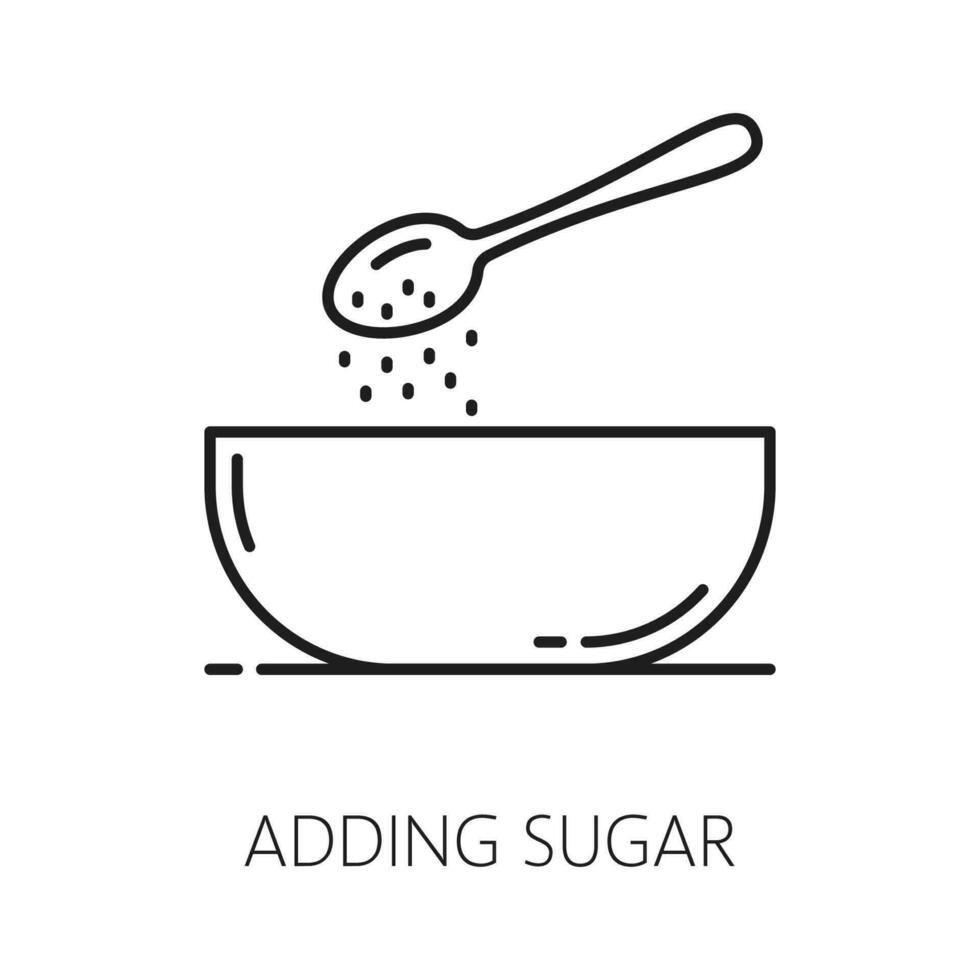 Baking ingredient, adding sugar to bakery food vector