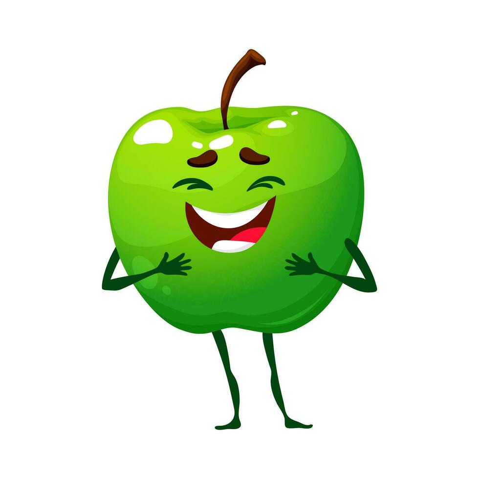 Green apple cartoon keto diet food character vector