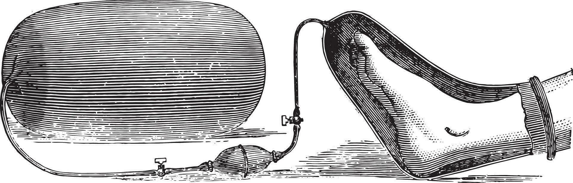 An apparatus for the application of oxygen on a limb gangrene, vector