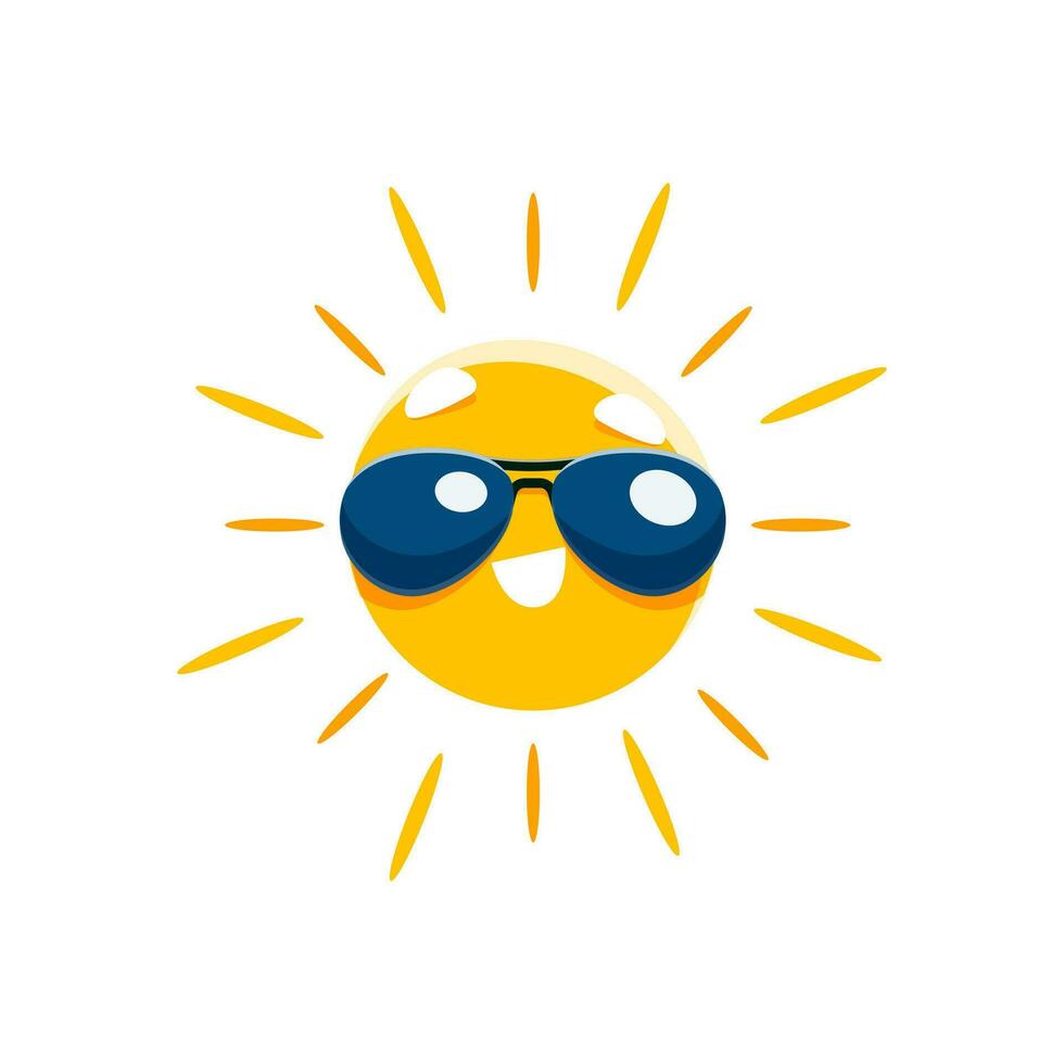 Cartoon cheerful sun character in sunglasses vector