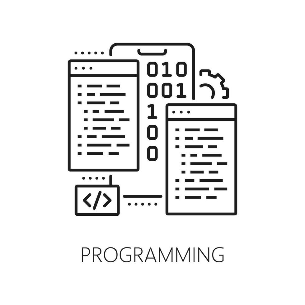 Programming, web app develop and optimization icon vector