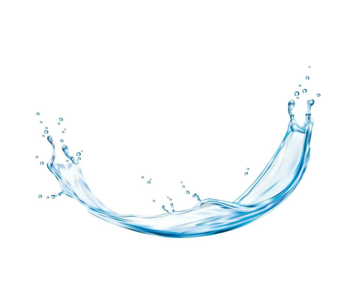 Transparent water wave splash of liquid flow swirl vector