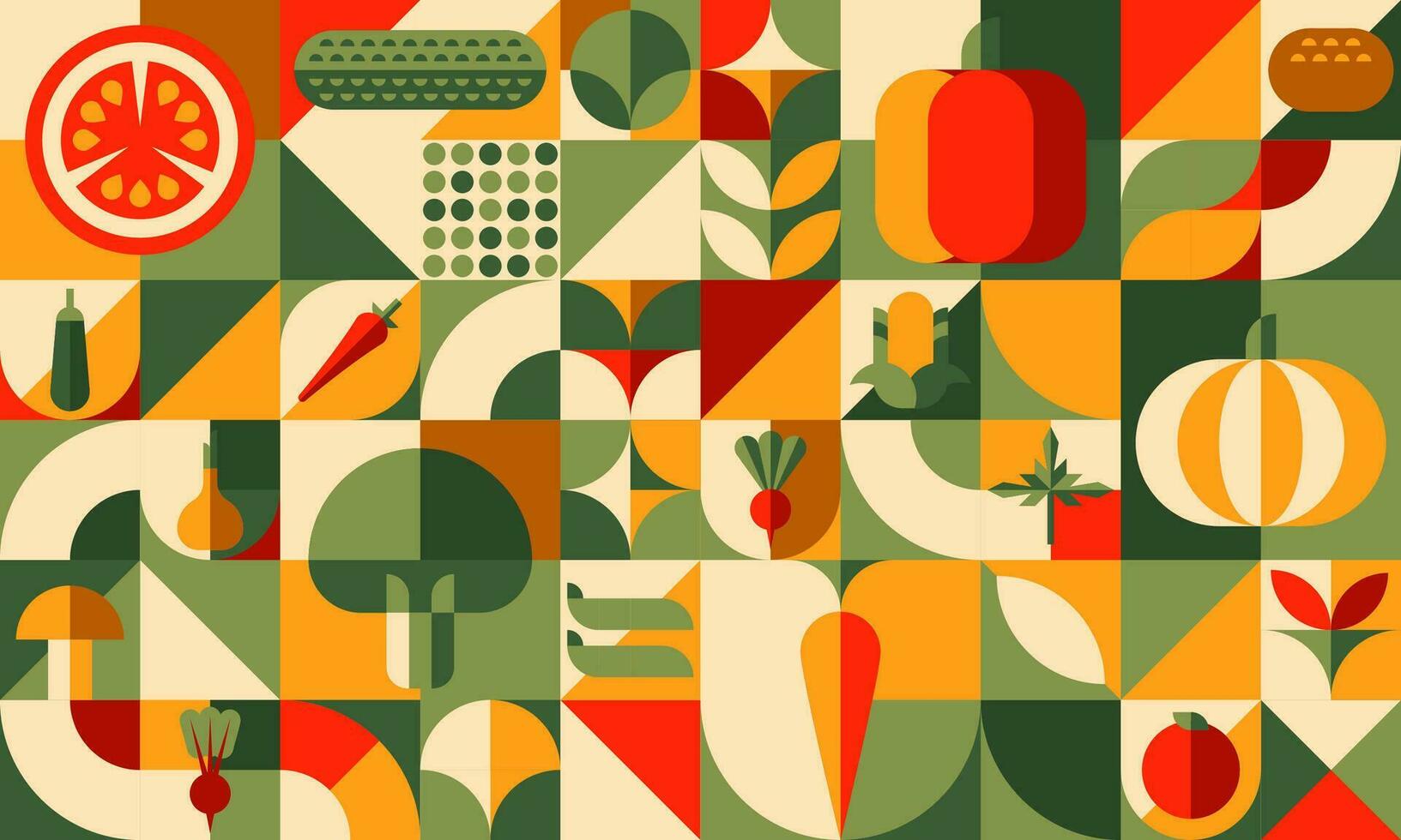 Bauhaus vegetable abstract geometric pattern vector