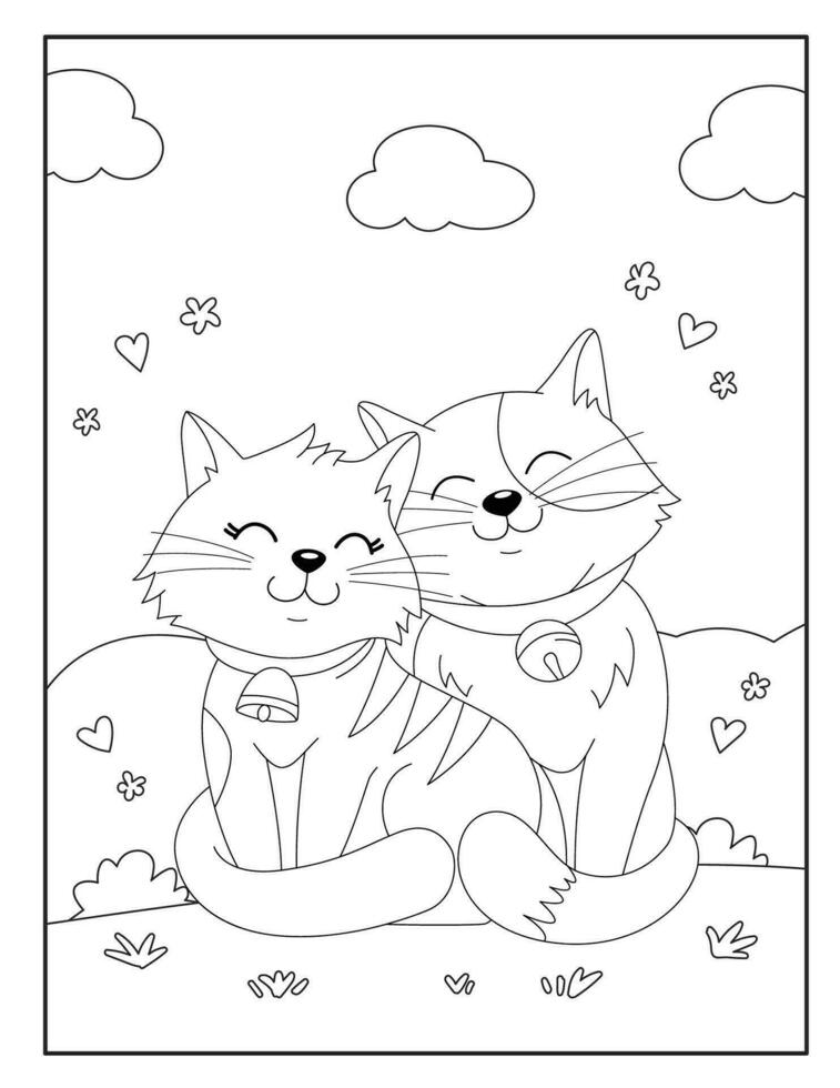 extraordinariamente hermosa gato colorante paginas para niños. vector