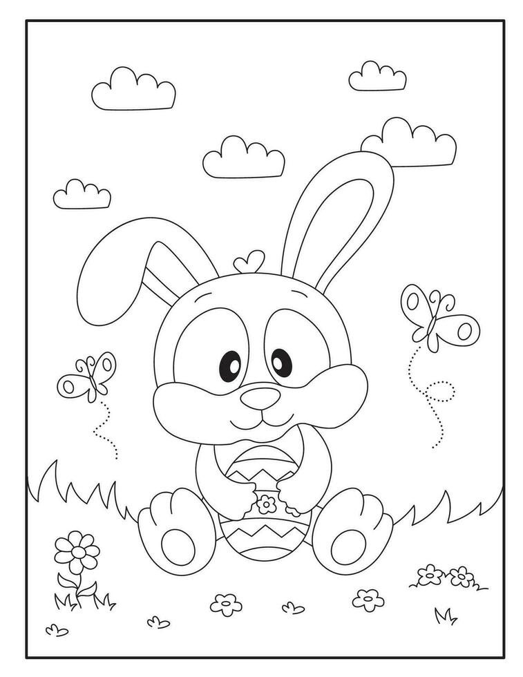 Pascua de Resurrección conejito colorante paginas para niños vector