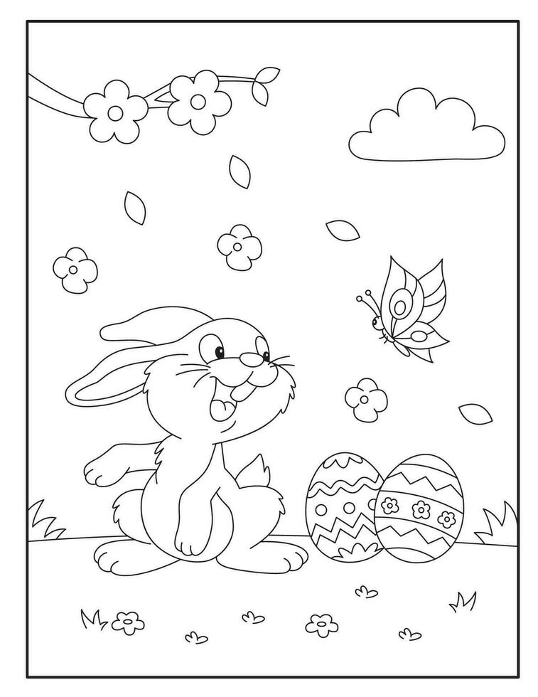 Pascua de Resurrección conejito colorante paginas para niños vector