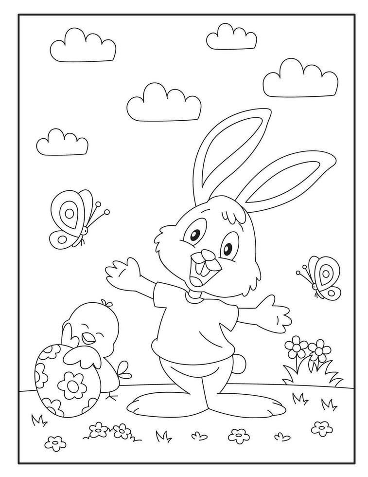 Pascua de Resurrección conejito colorante paginas para niños vector