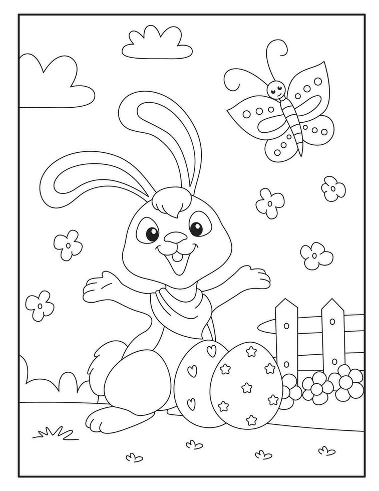 Pascua de Resurrección conejito colorante paginas para niños vector