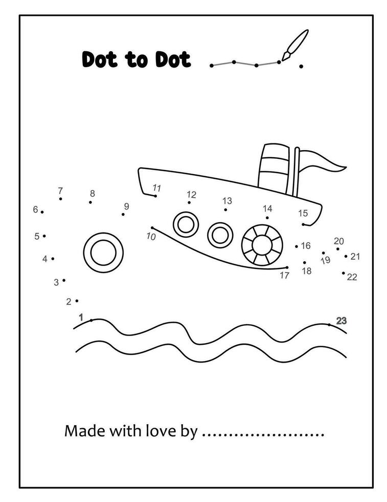 Connect the dot coloring pages for kids vector