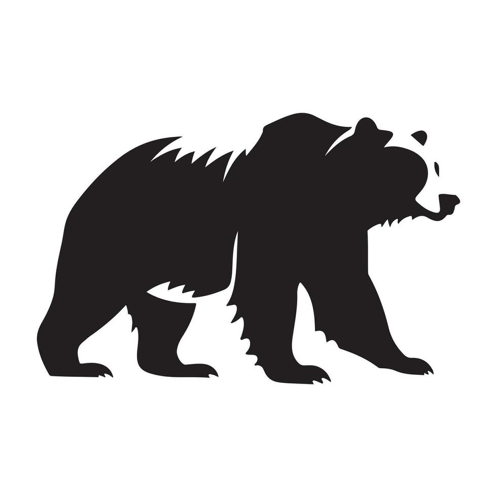 A black Silhouette polar bear animal vactor vector