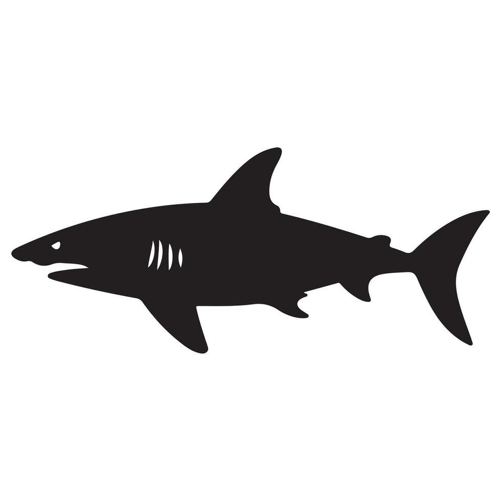 A black Silhouette shark animal vector
