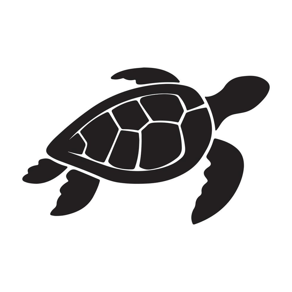 A black Silhouette turtle animal vactor vector