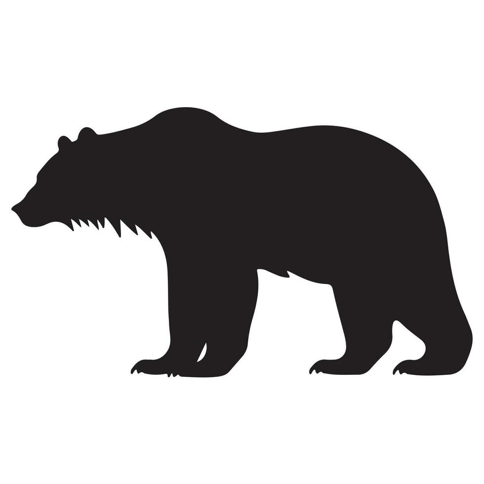 A black Silhouette polar bear animal vactor vector