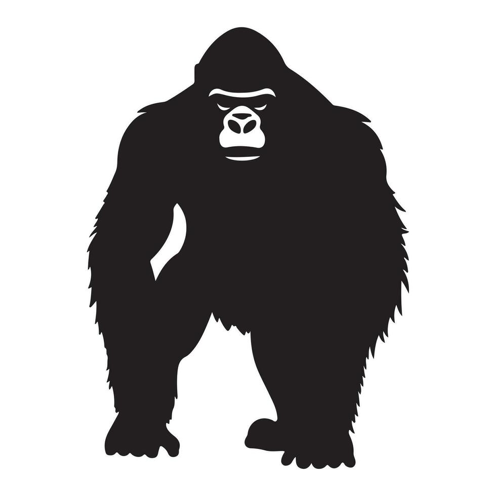 A black Silhouette gorilla animal 35390259 Vector Art at Vecteezy