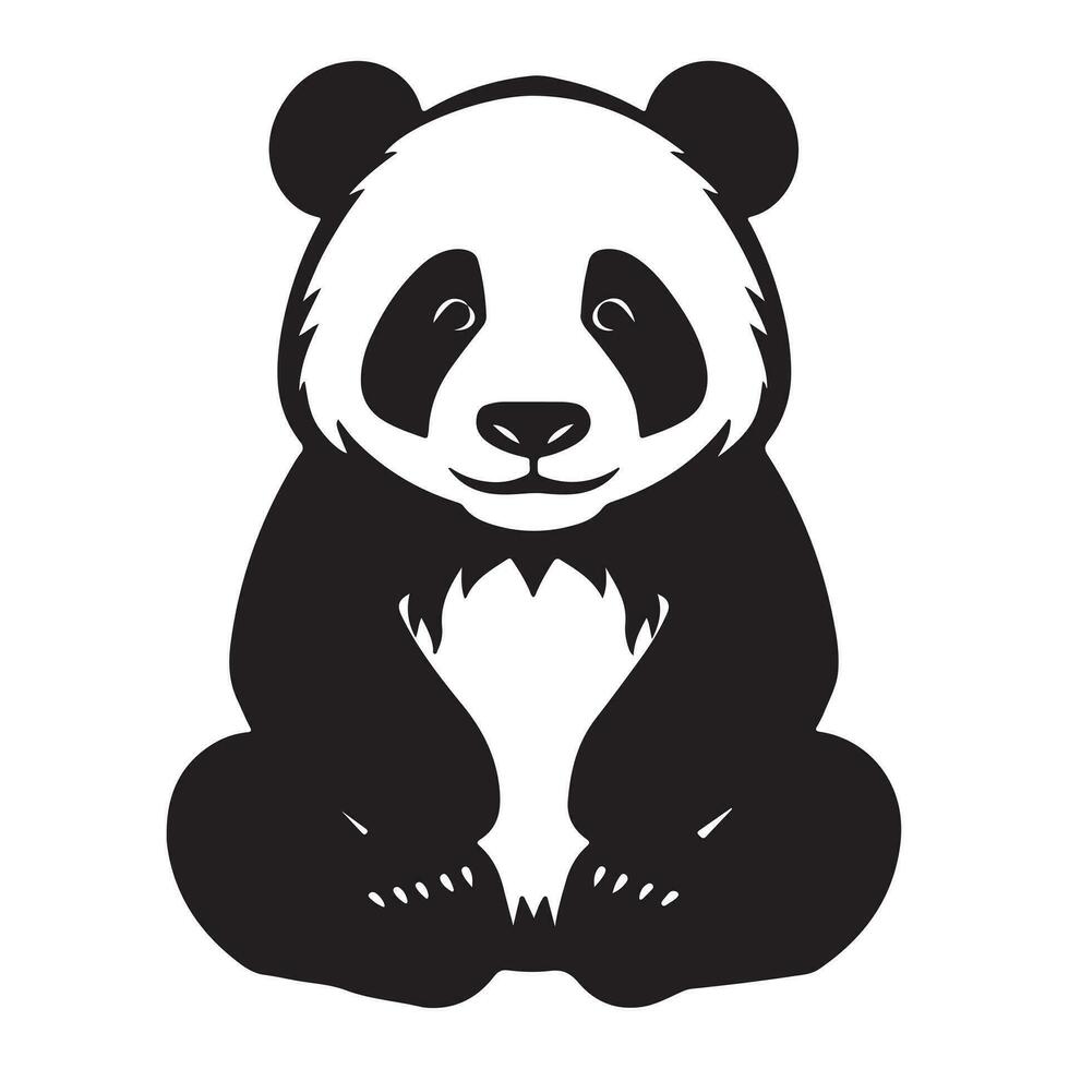 un negro silueta panda animal vactor vector