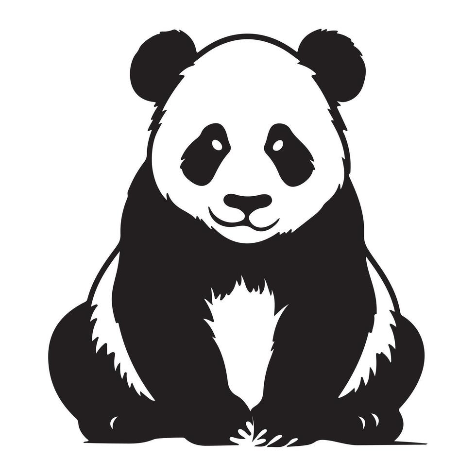 A black Silhouette panda animal vactor vector