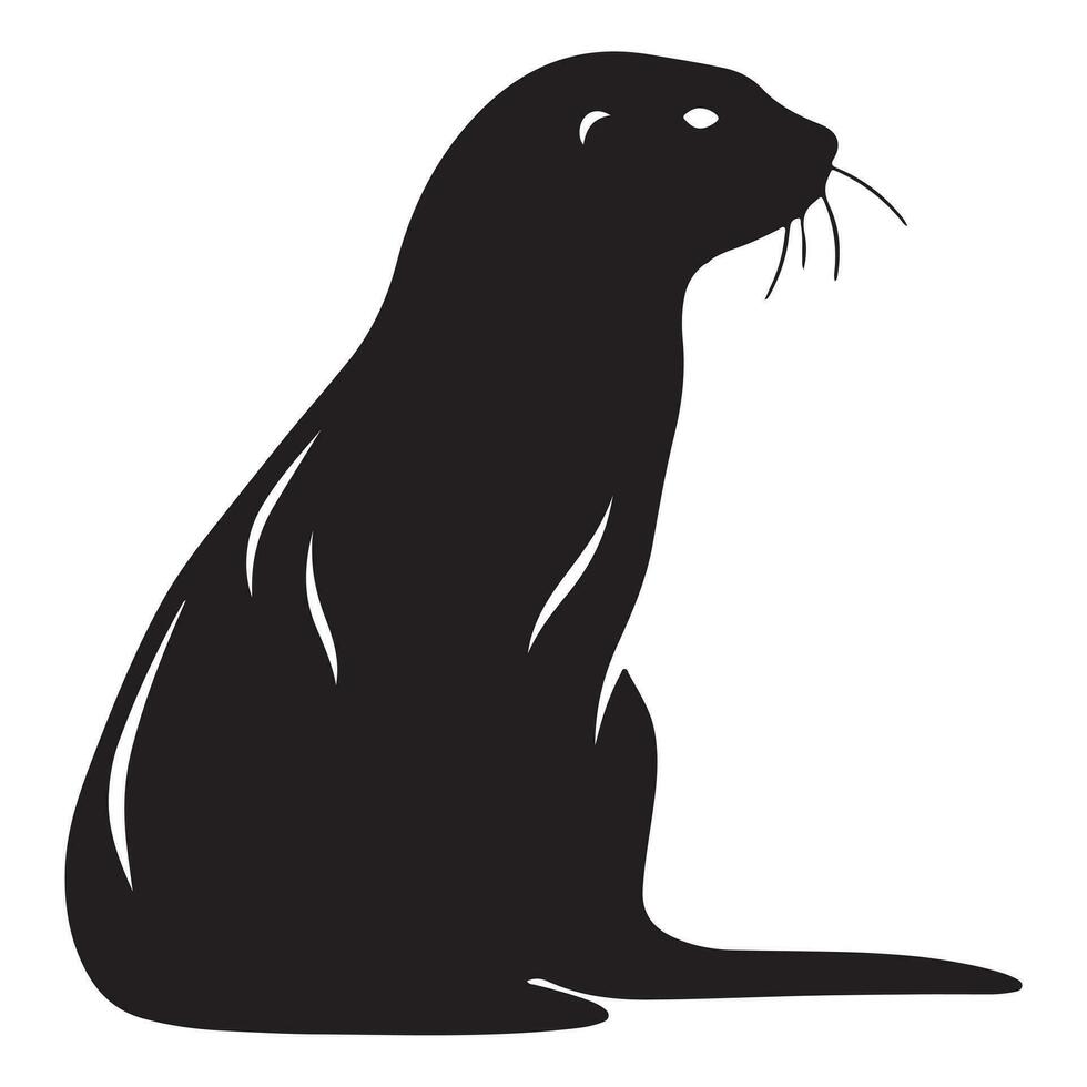 A black Silhouette otter animal vactor vector