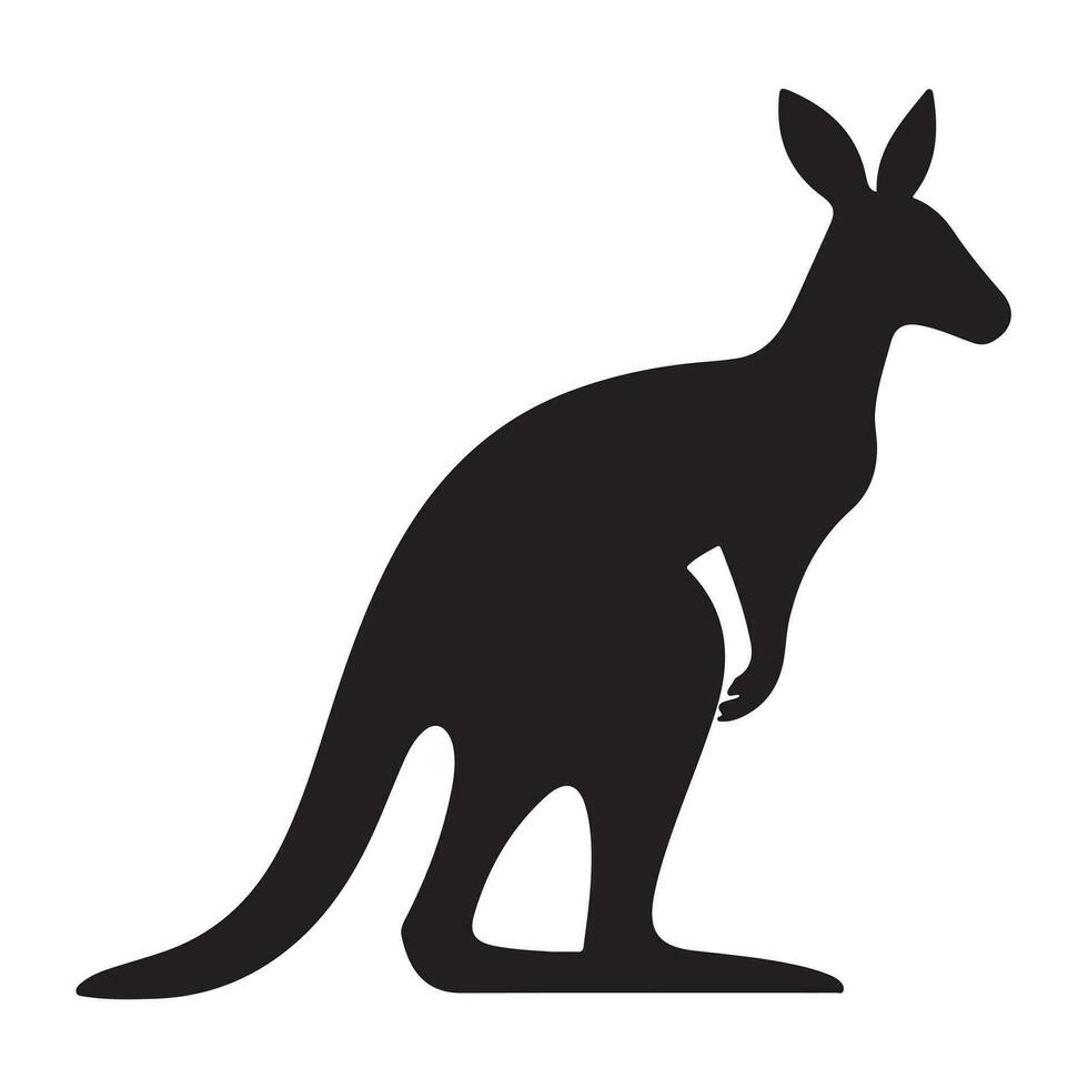 A black Silhouette kangaroo animal vector