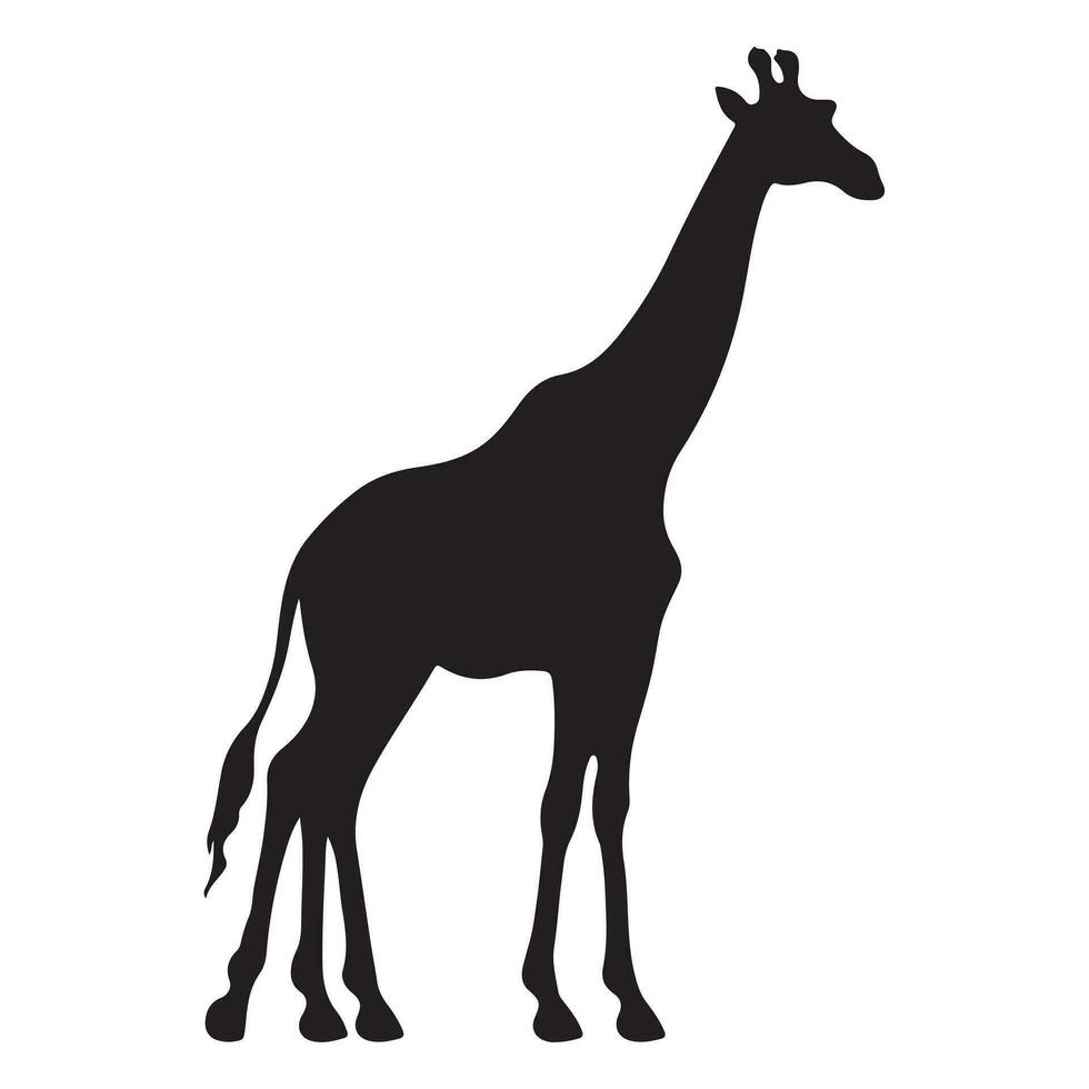 A black Silhouette giraffe animal vector