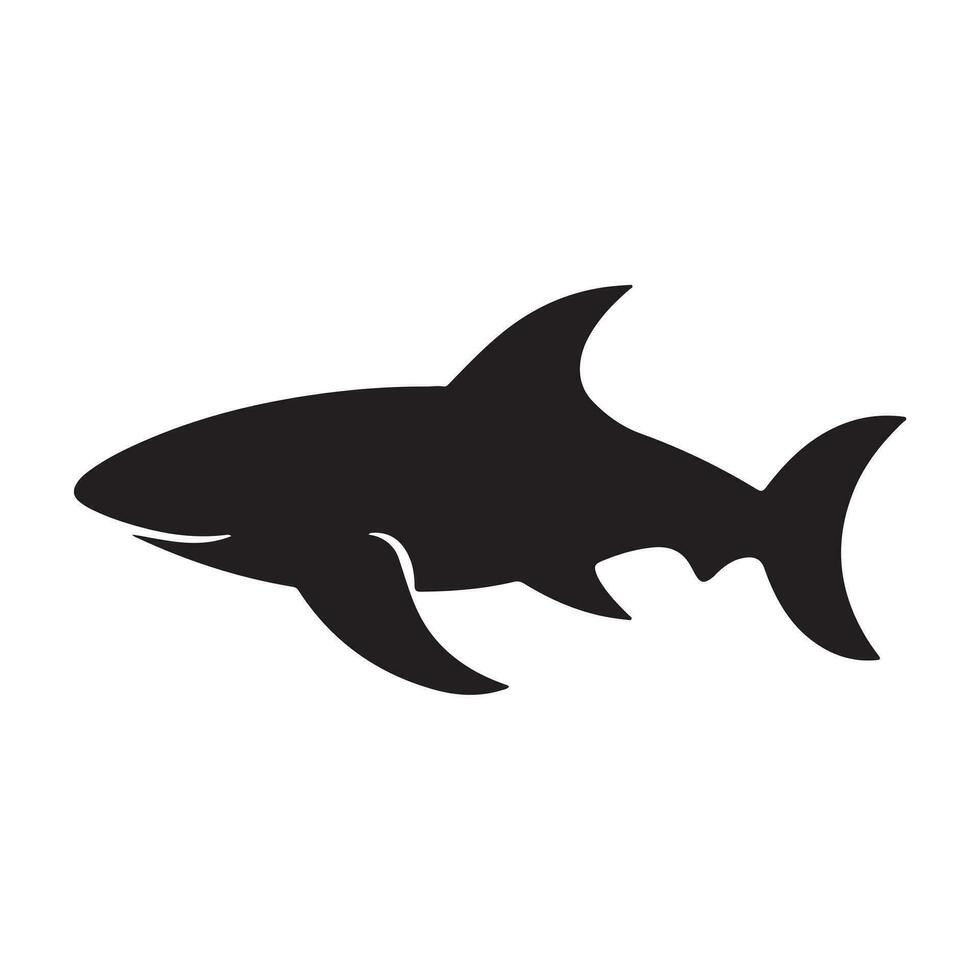 A black Silhouette shark animal vector