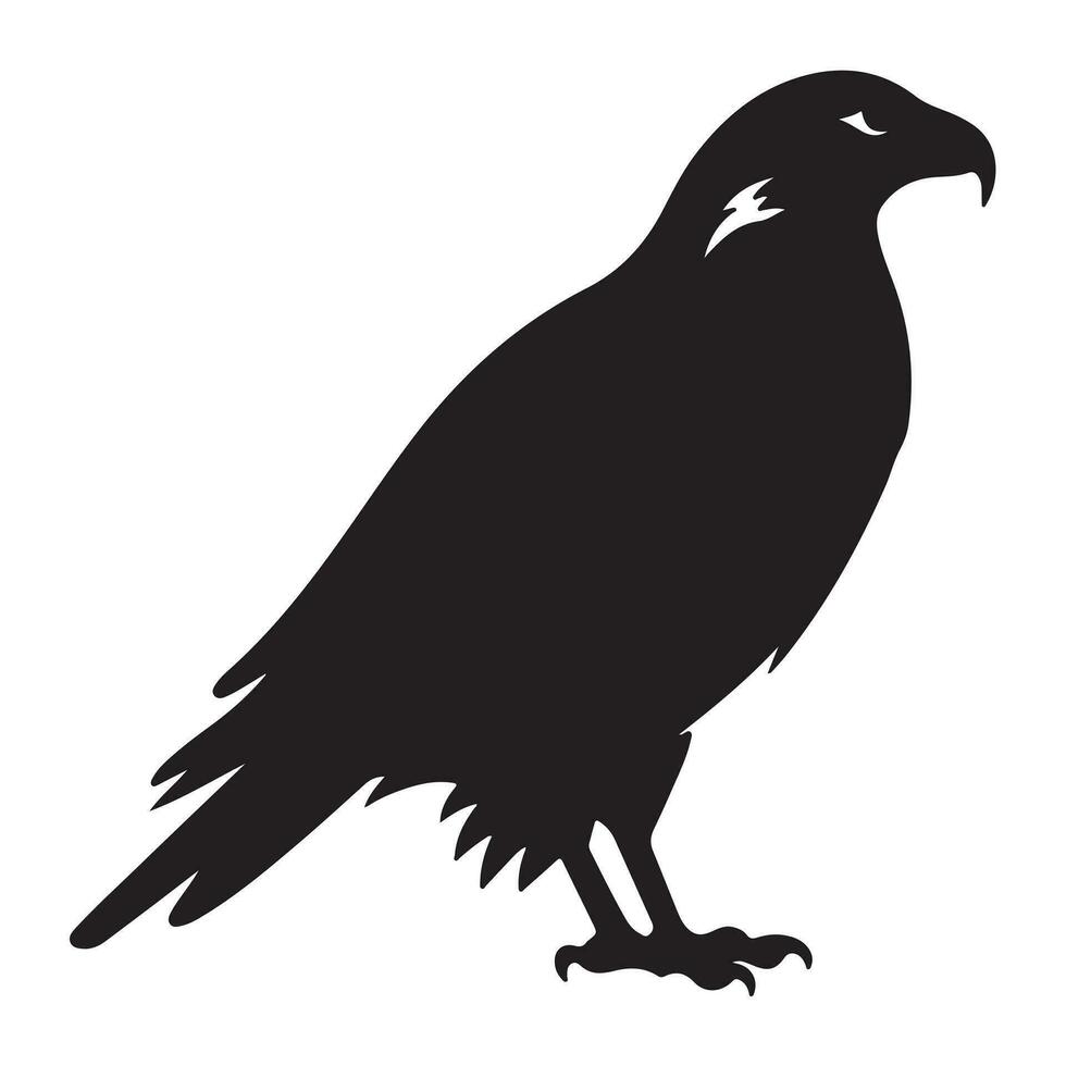 A black Silhouette hawk animal vector