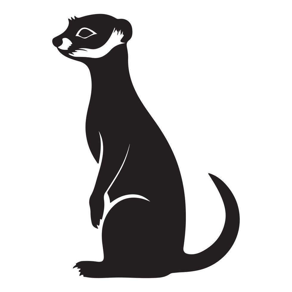 A black Silhouette meerkat animal vactor vector