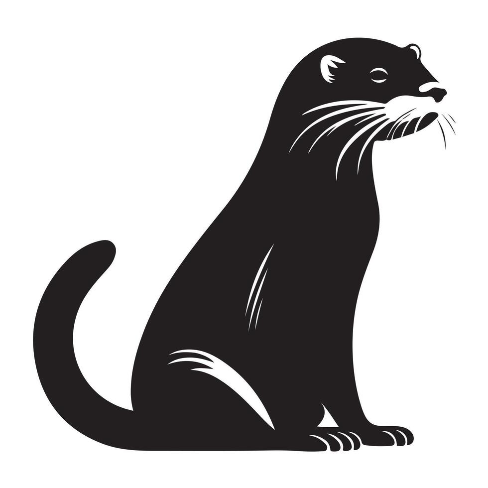 A black Silhouette otter animal vactor vector