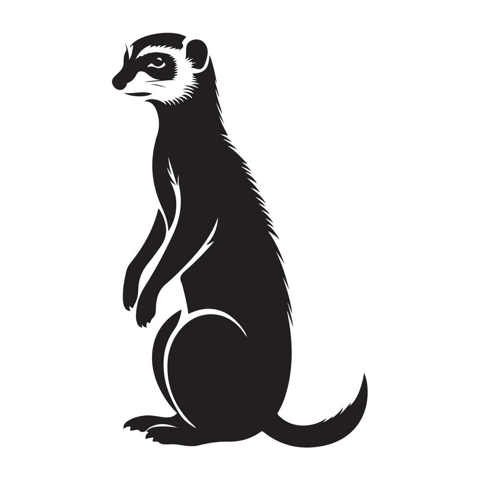 A black Silhouette meerkat animal vactor vector