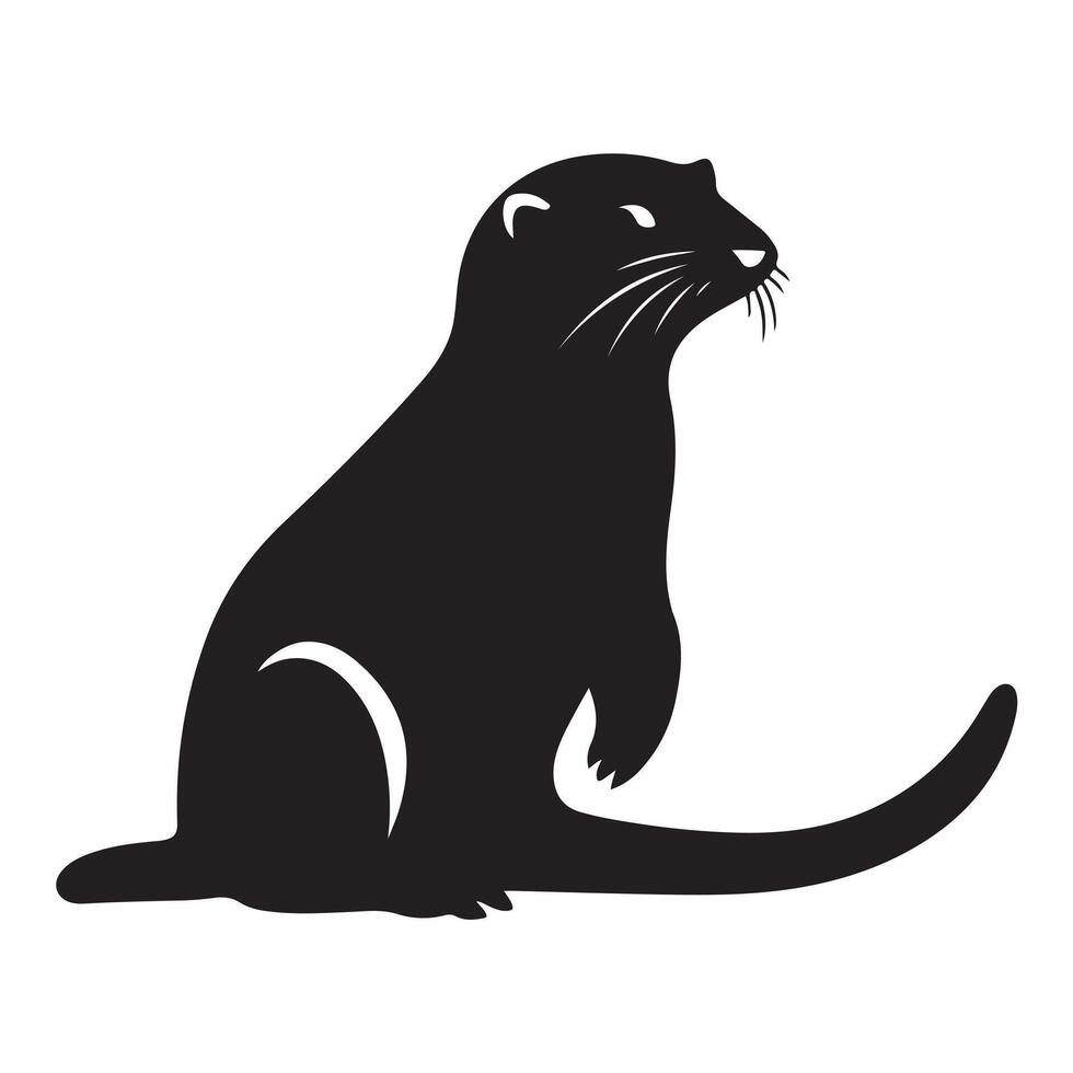 A black Silhouette otter animal vactor vector