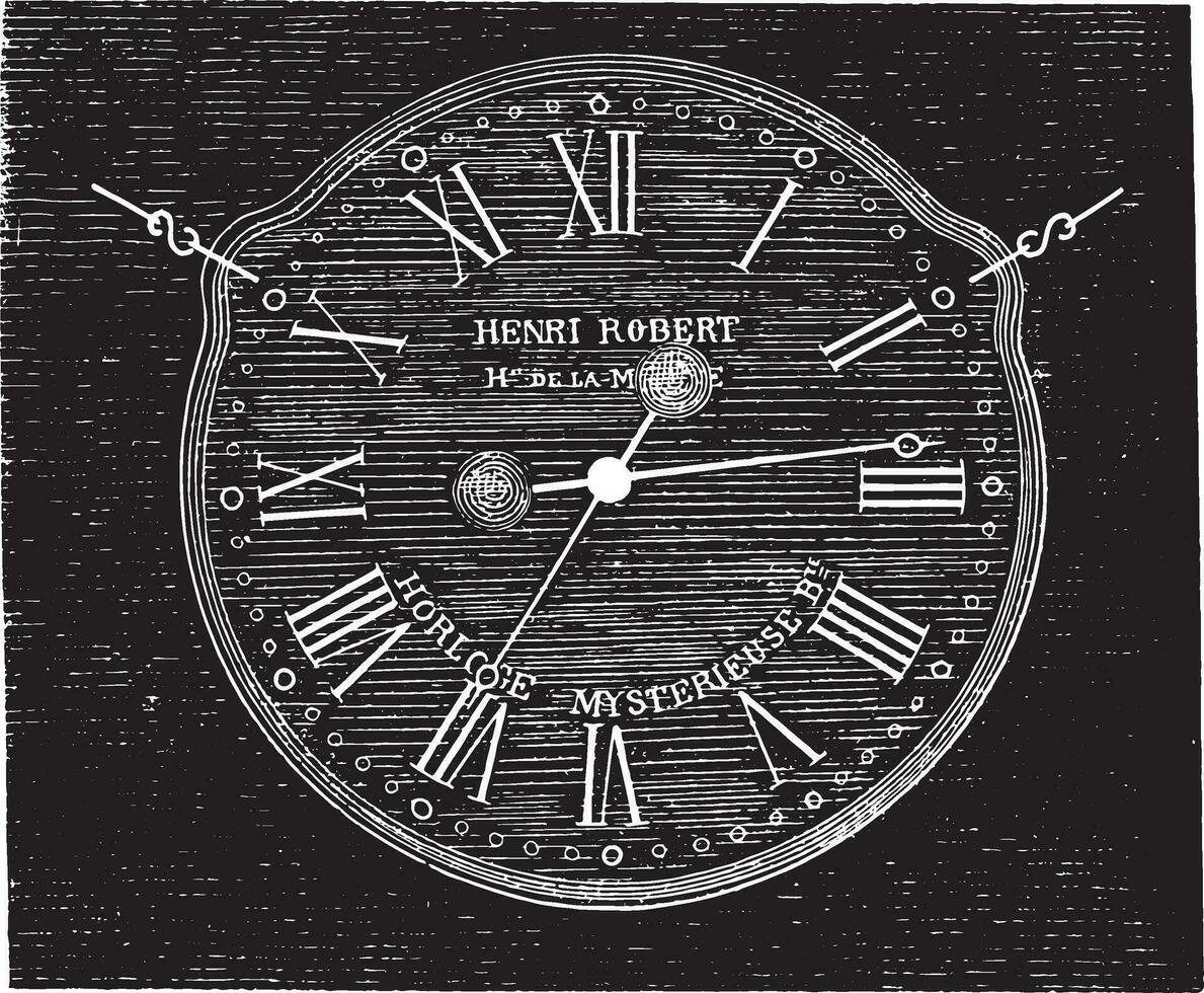 Robert Henri clock, vintage engraving. vector