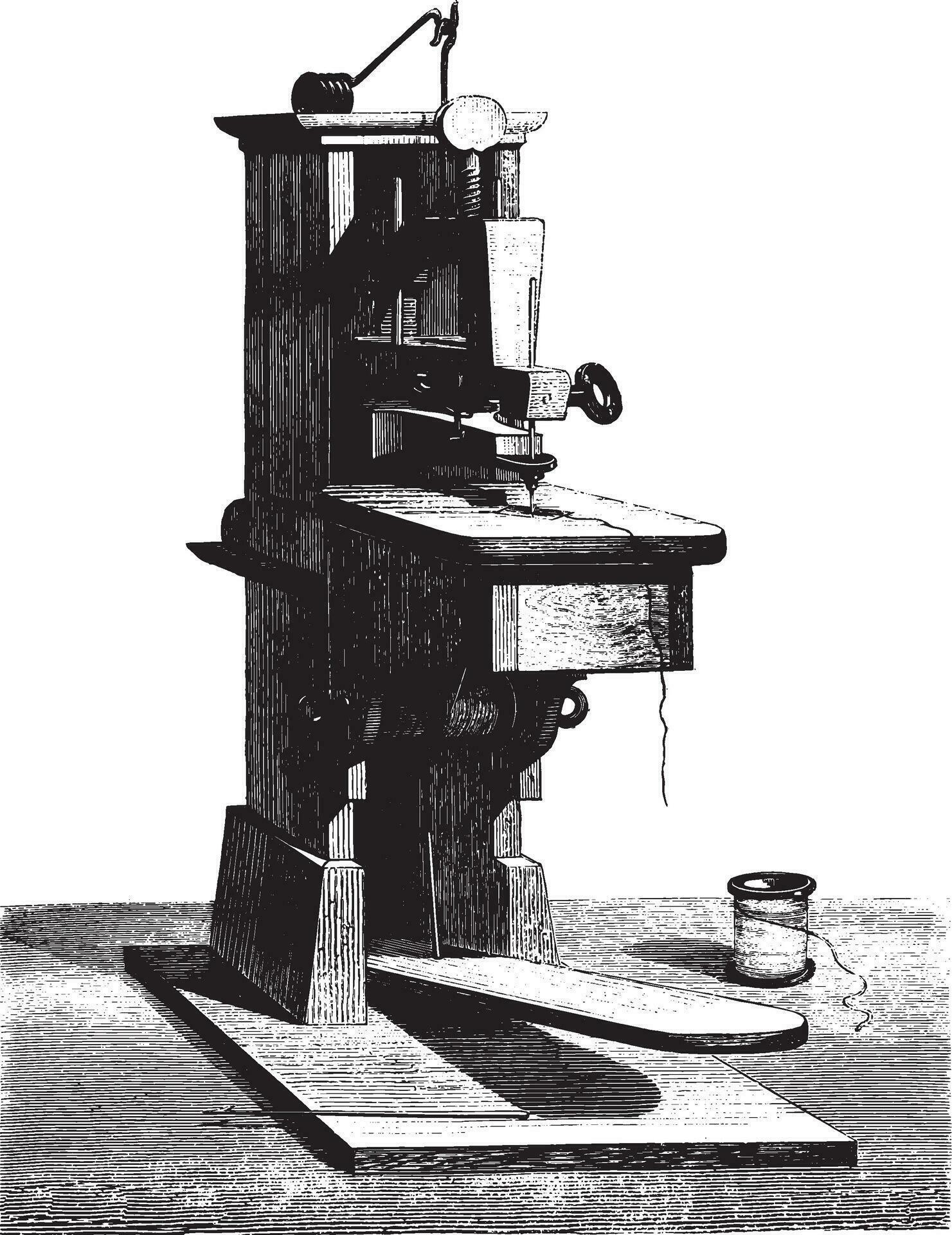 The first sewing machine invented by Thimonnier given at the Conservatory of Arts and Crafts by