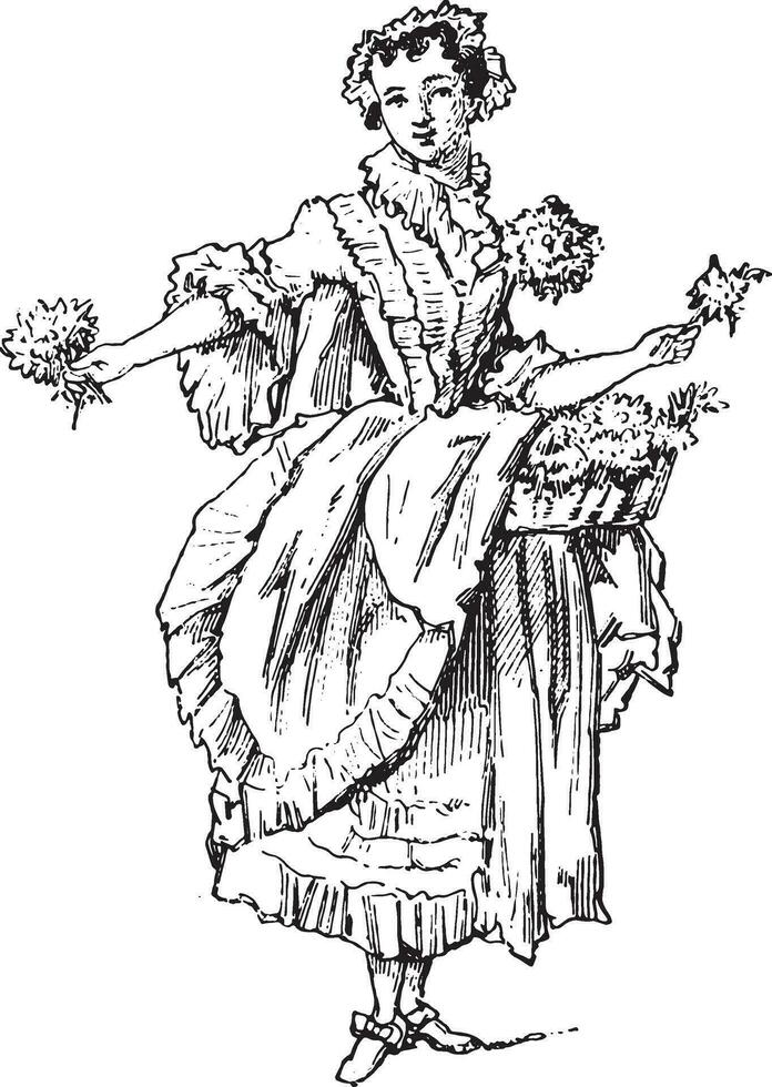 Jenny the flower, vintage engraving. vector